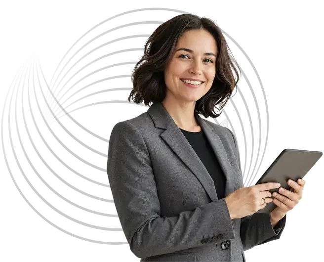 Profissional segurando tablet